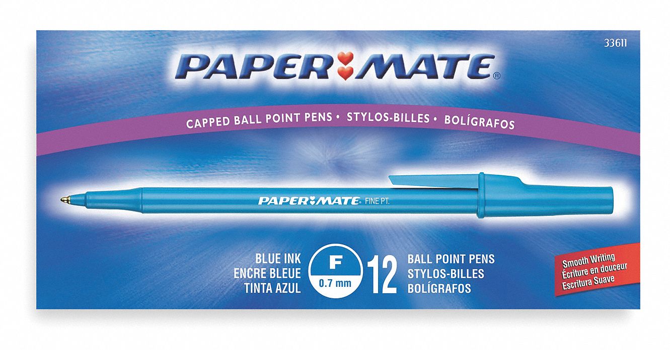 Ballpoint Pen, Stick, Fine, Blue, PK 12