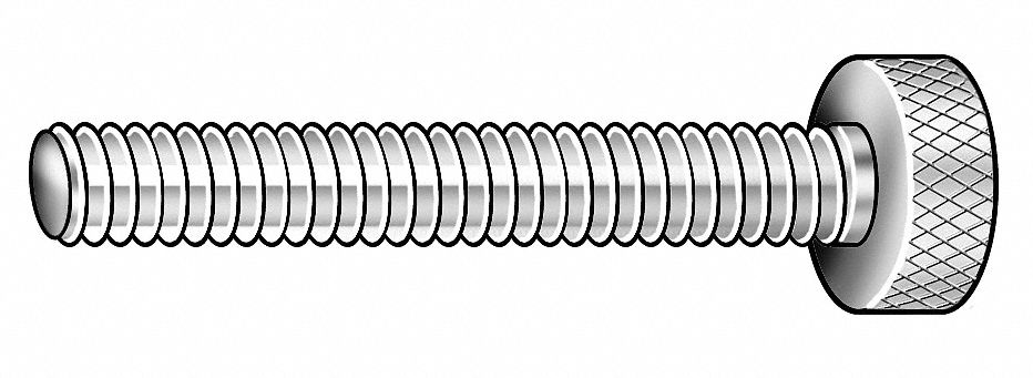 Thumb Screw, Knurled, 1/4-20x1 1/2 In, PK 2