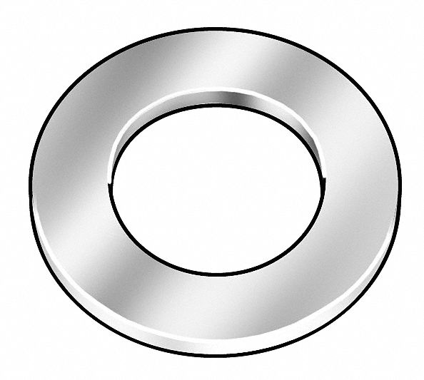 Flat Washer, Zinc, Fits 1/4 In, Pk 25