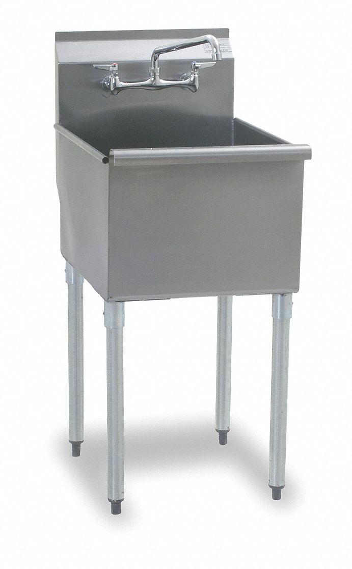 Utility Sink, 16 Ga, 19-3/8 In L, SGL Bowl