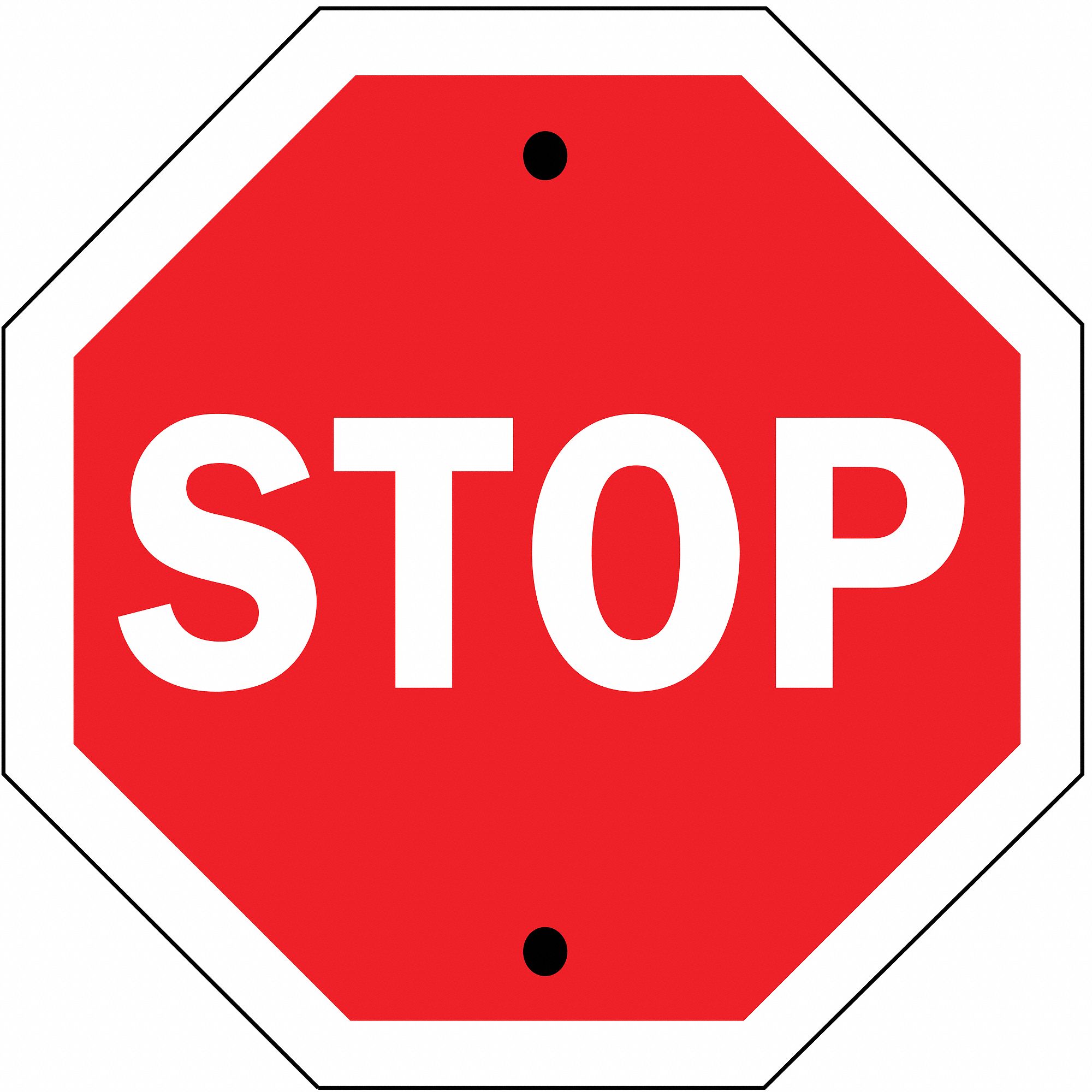 Traffic Sign, 24 x 24In, WHT/R, Stop, Text