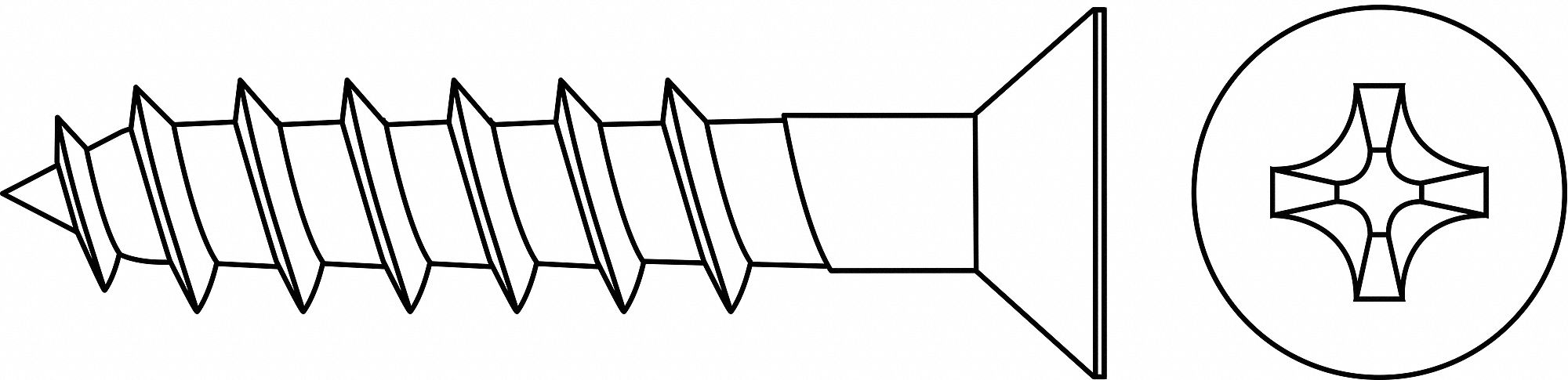 Wood Screw, Flat, #8x1 L, Zinc, Pk100