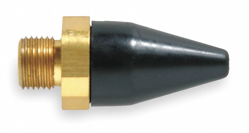 Air Gun Nozzle, 1 In. L, Rubber, Brass