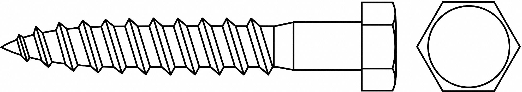 Hex Lag Screw, Galv, 3/8x5 L, Pk 50