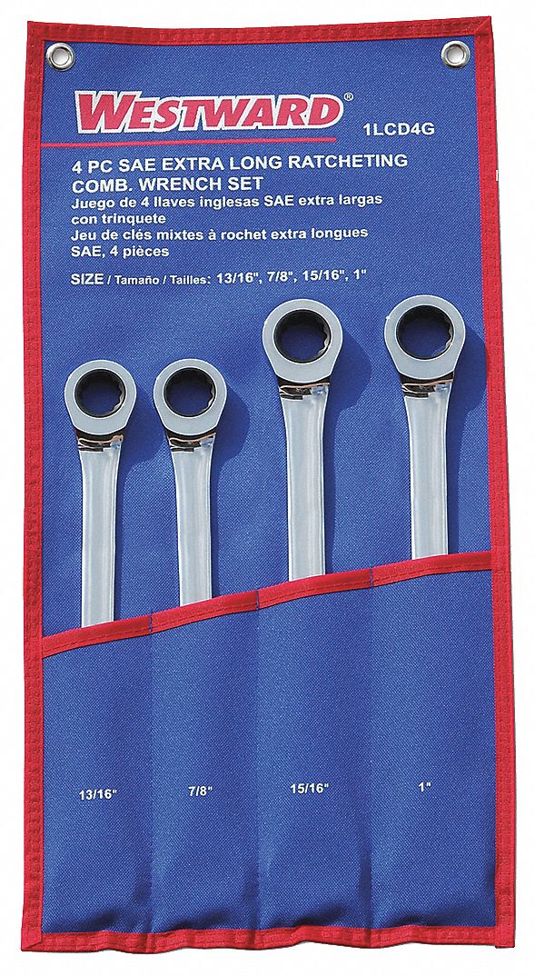 Ratcheting Wrench Set, SAE, 12 pt., 4 PC