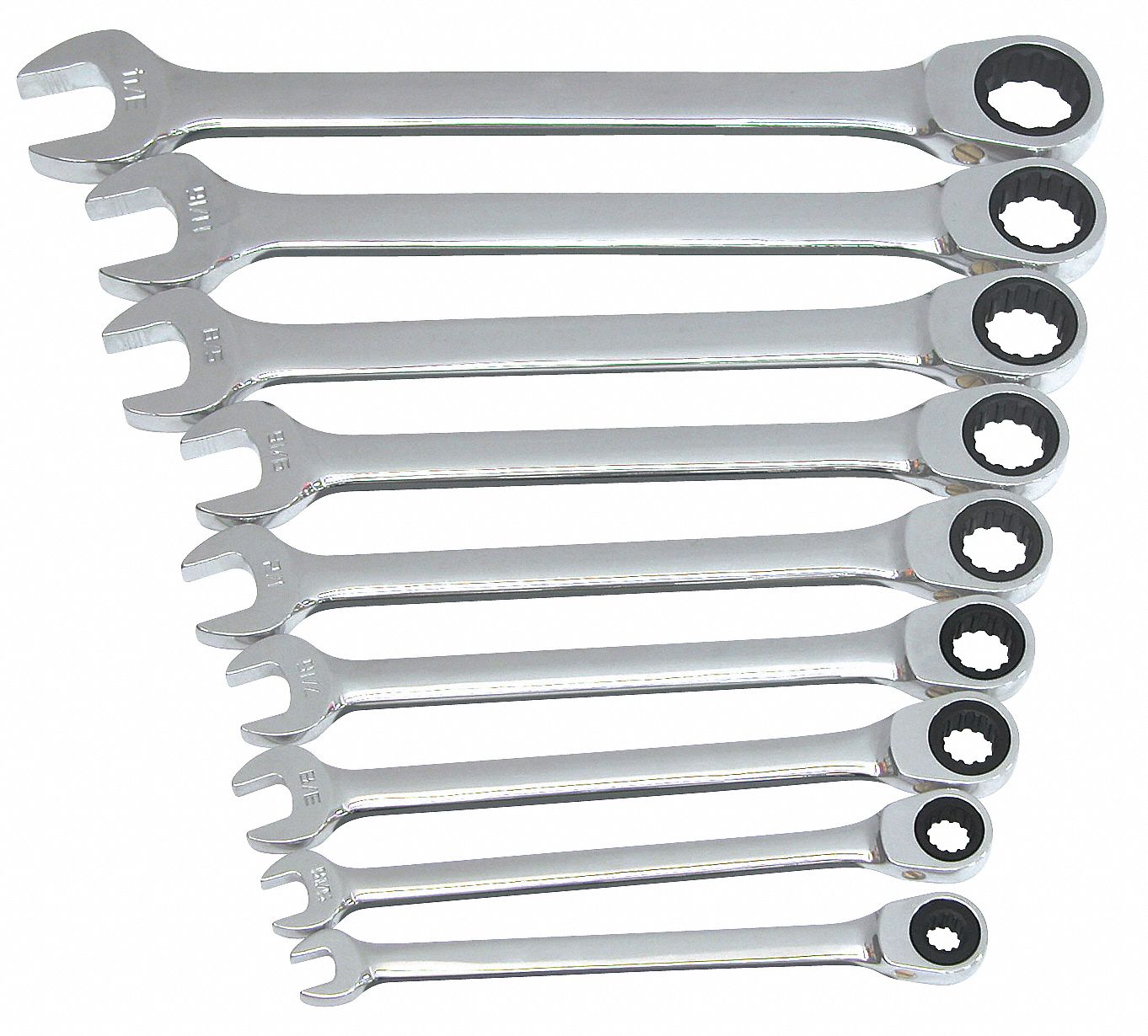 Ratcheting Wrench Set, SAE, 9 PC