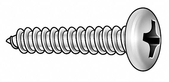 Metal Screw, Pan, #8, 3/4 In L, PK 100