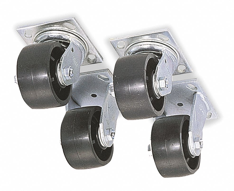 Caster Set, 5 Lx2 Wx4 H, 2 Fixed, 2 Swivel