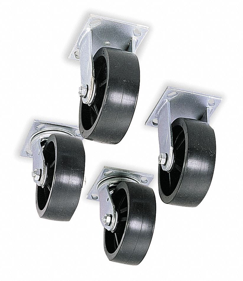 Caster Set, 5 Lx2 Wx6 H, 2 Fixed, 2 Swivel
