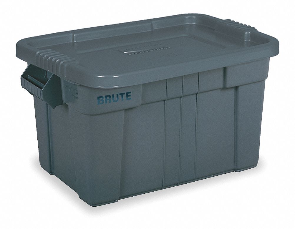 Tote Storage Container, L 27 1/8, Gray