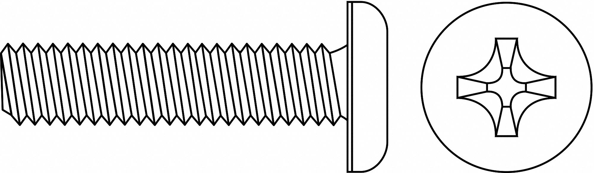 Mach Screw, Pan, 8-32 x 7/8 L, PK 100