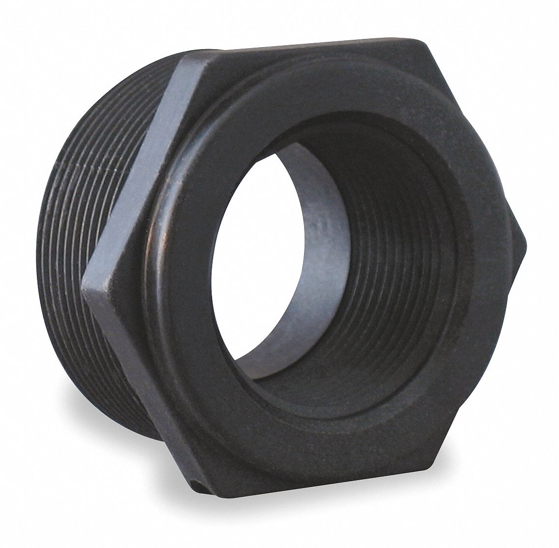 Reducing Bushing, 2 x 1 1/2 In, Poly, Blk
