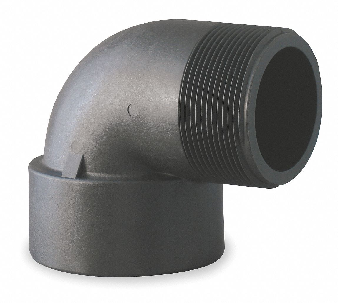 Street Elbow, 90 Deg, 2 In, Poly, Blk