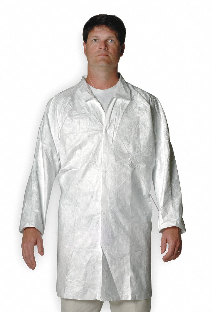 Disp. Lab Coat, 2XL, Tyvek(R), White, PK30