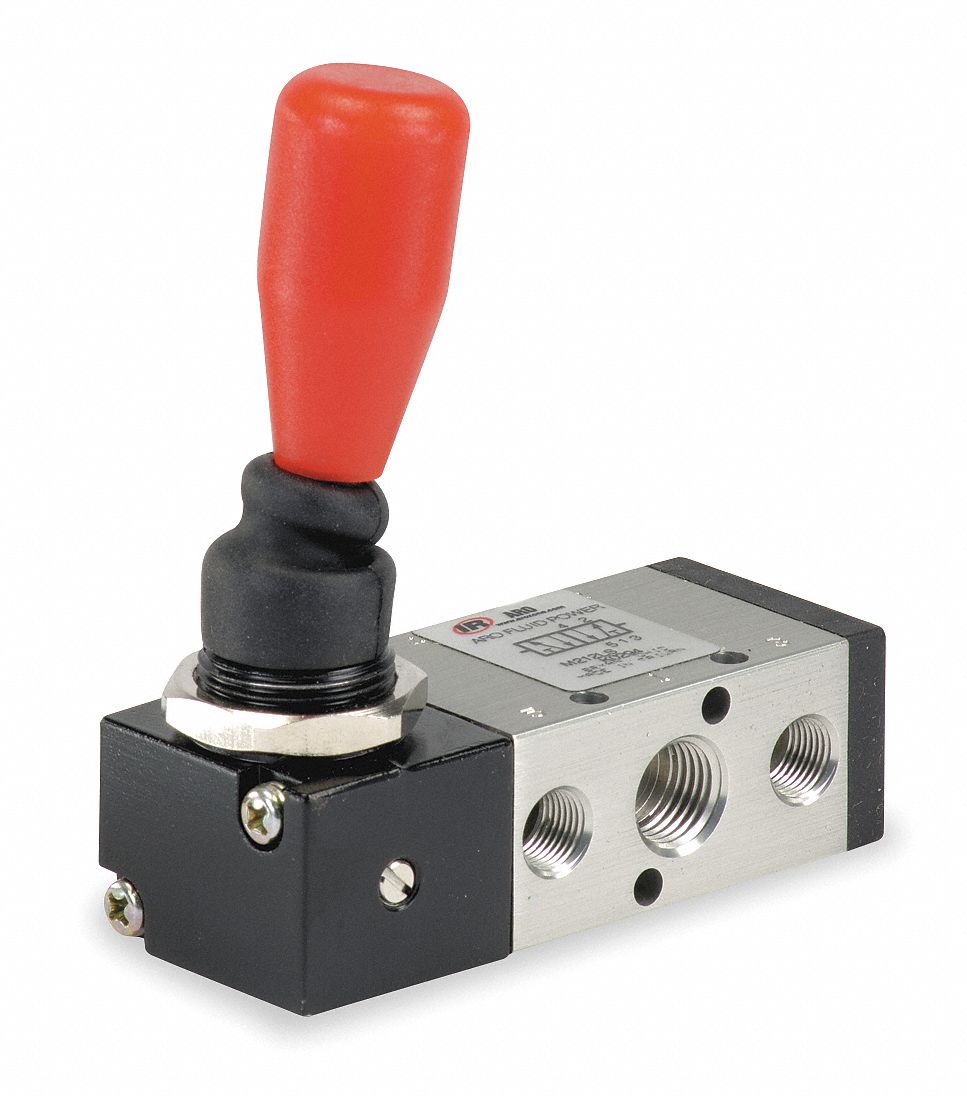 Manual Air Valve, Lever, 1/4 NPT, 4 Ways
