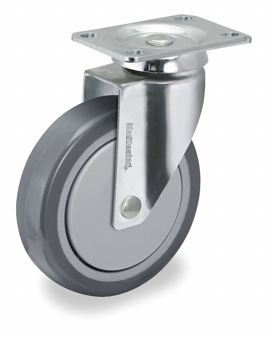 Swivel Plate Caster, 220 lb, 5 In Dia