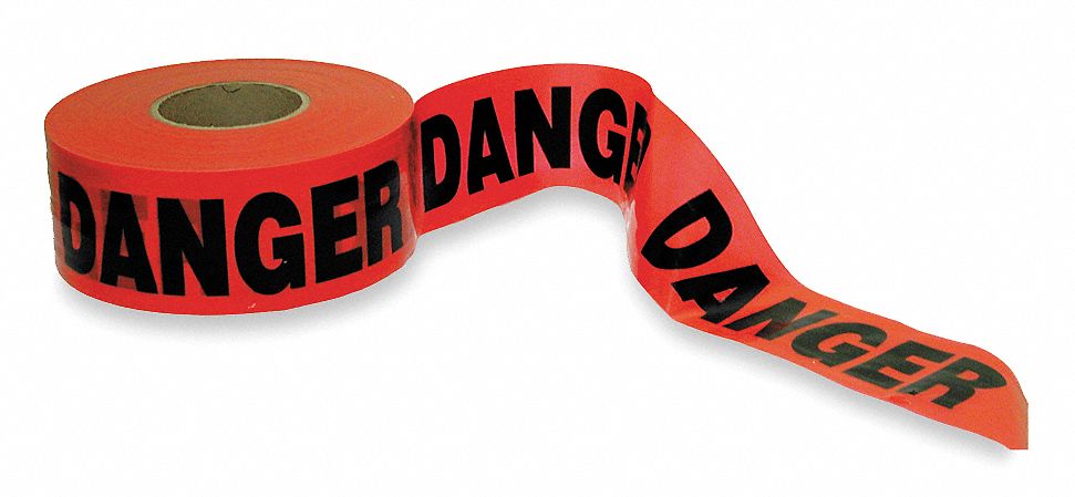 Barricade Tape, Red/Black, 1000 ft x 3 In