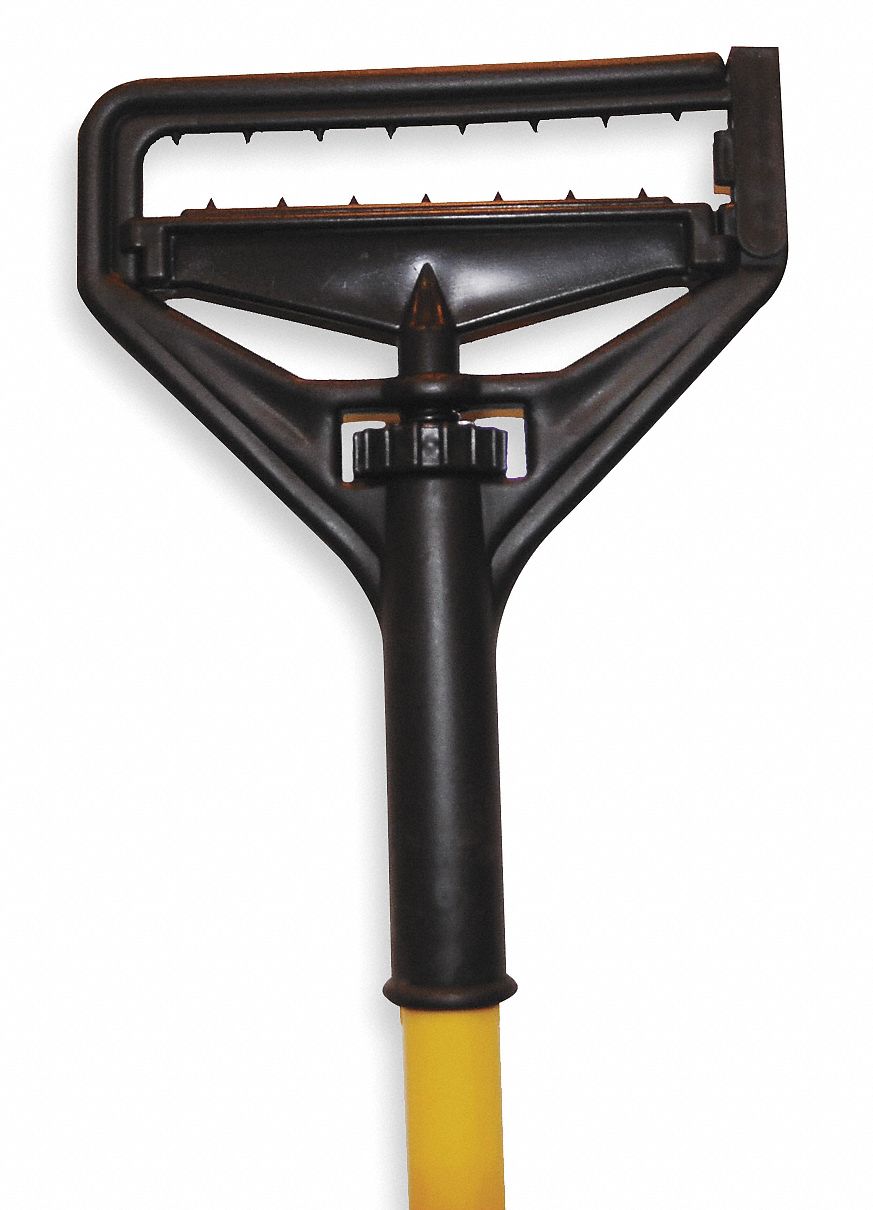 Mop Handle, 63In., Fiberglass, Yellow