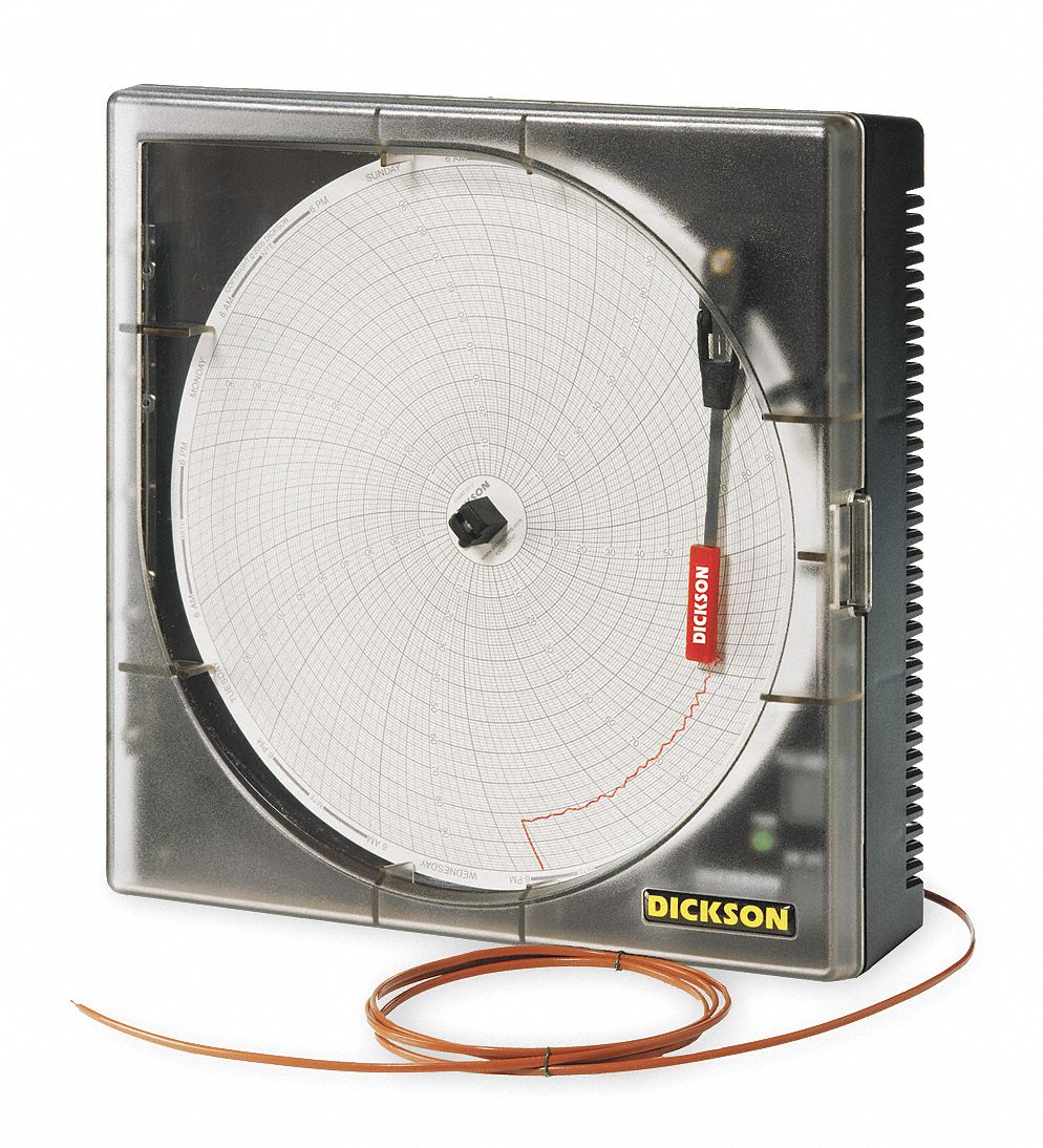 Circular Chart Recorder, Temp, 8 In