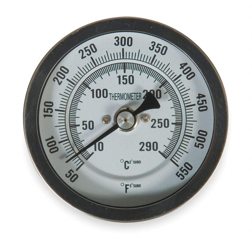Bimetal Thermom, 5 In Dial, 50 to 550F