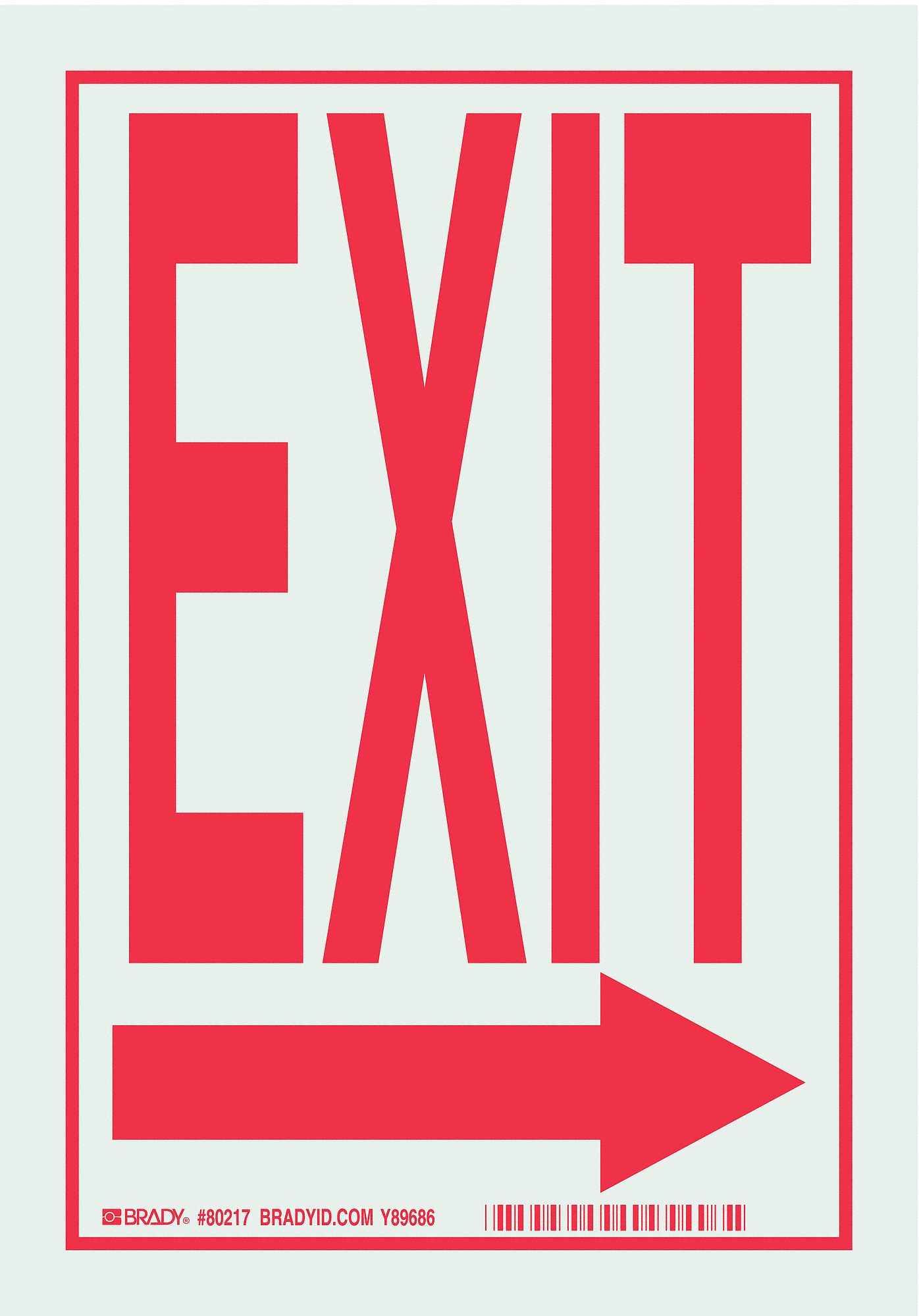 Exit Sign, 10 x 7In, R/WHT, Exit, ENG, SURF