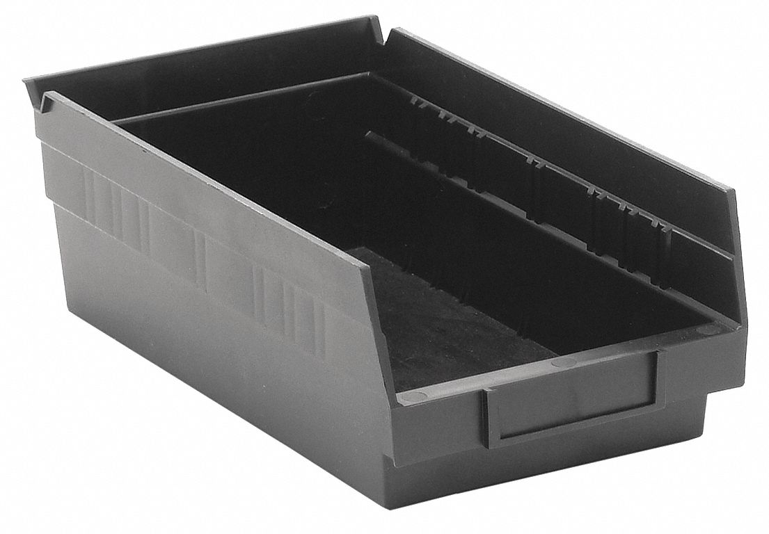 Shelf Bin, Recycled, L 11 5/8, W 6 5/8, Blk