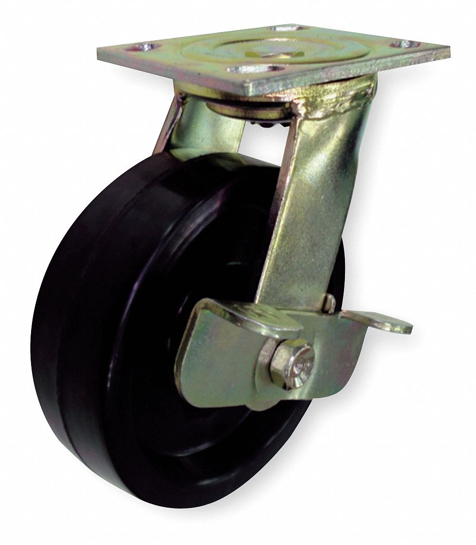 Swivel Plte Cstr w/Brke, 1000 lb, 5 In Dia