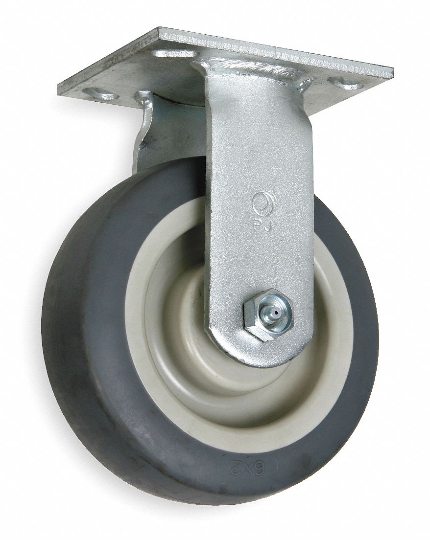 Rigid Plate Caster, 500 lb, 8 In Dia