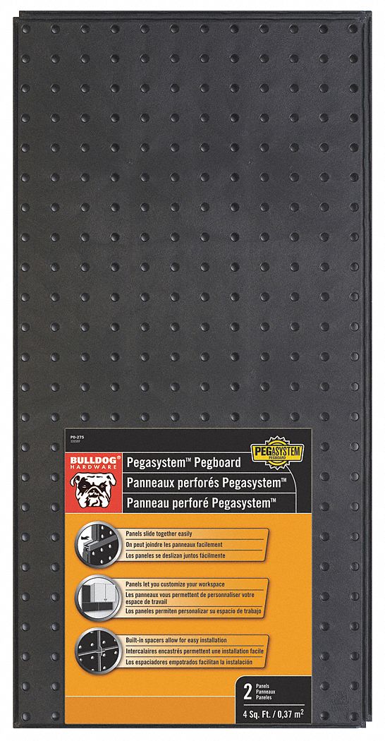 Pegboard, H 24 In, W 24 In, Black, PK2