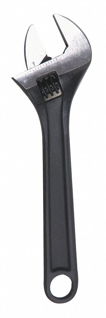 Adjustable Wrench, 8 in., Black, Plain
