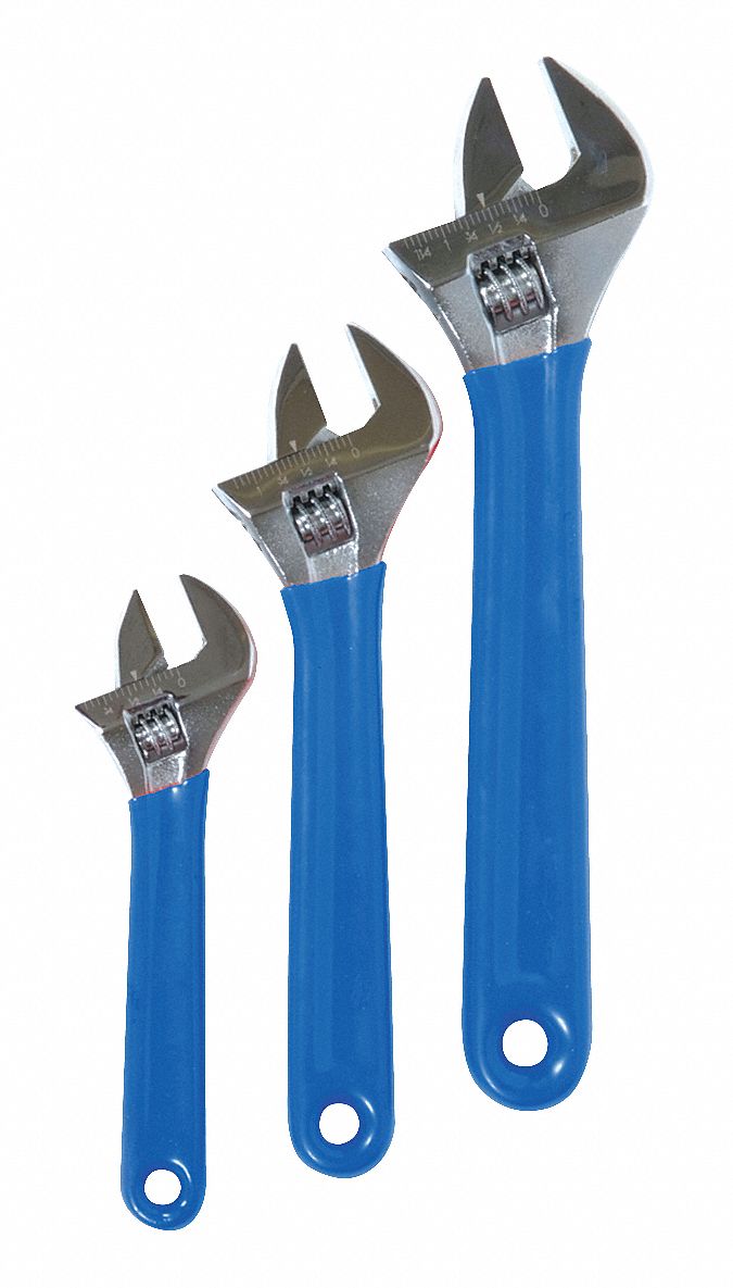 Adjustable Wrench Set, Cushion Grip, 3 PC