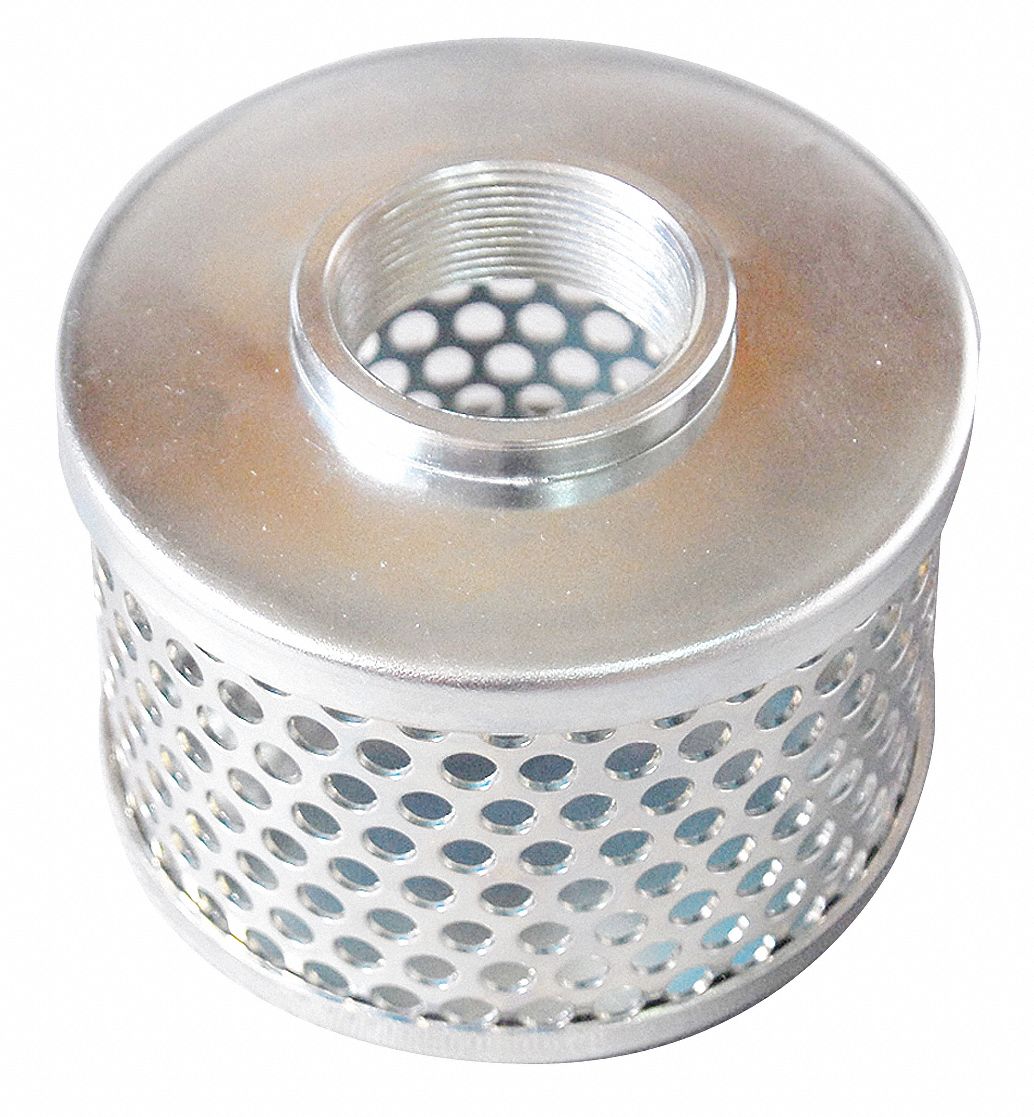 Suct Strainer, 6 Dia, 2 NPT, Side Rnd Perf