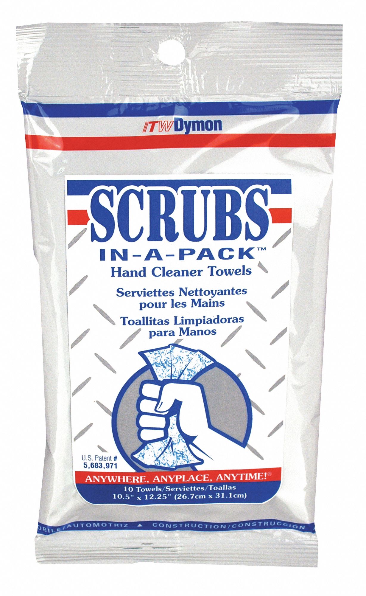 Hand Cleaning Wipes, 9W x 11In. L, PK 10