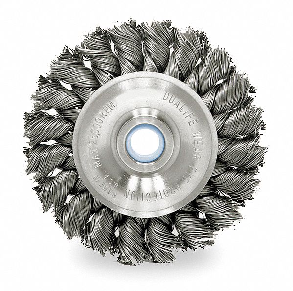 Knot Wheel, 4 In Dia, 0.0140 Wire, Steel