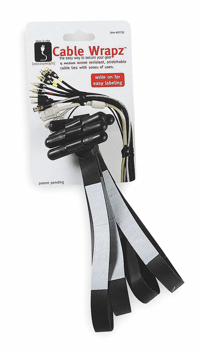 Cable/Wire Band, Med, 7x19/32, Black, Pk 3