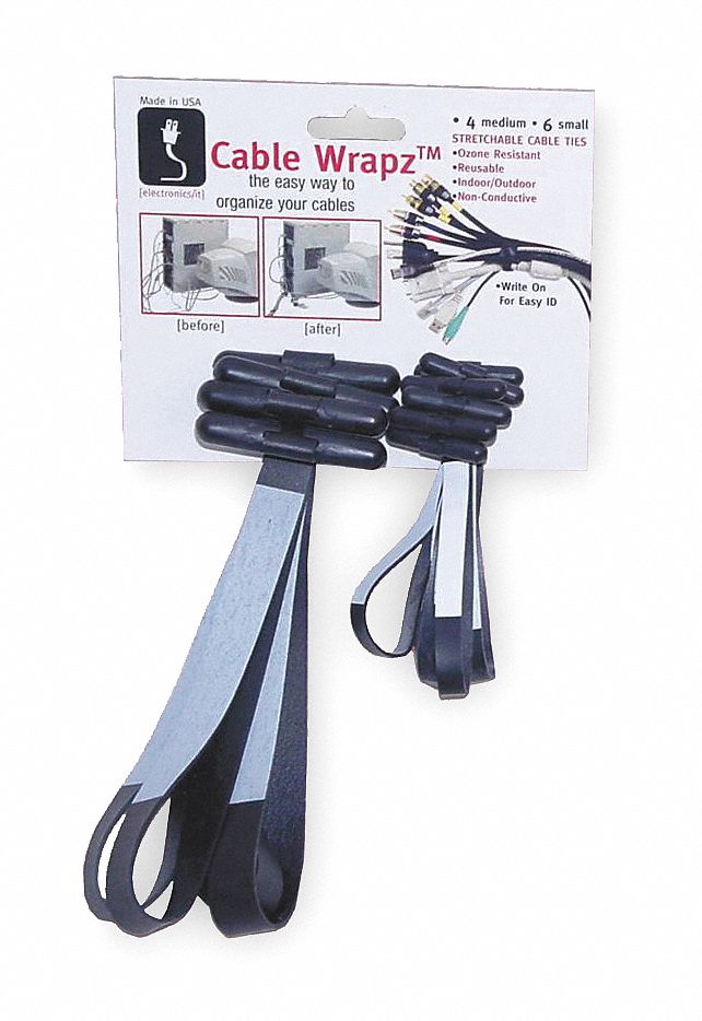 Cable/Wire Band Combo Pack, Sm/Med, Black