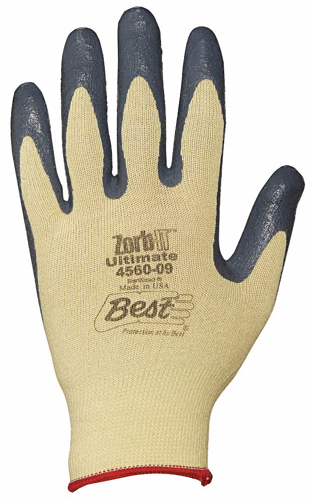 Cut Resistant Gloves, Gray/Yellow, L, PR
