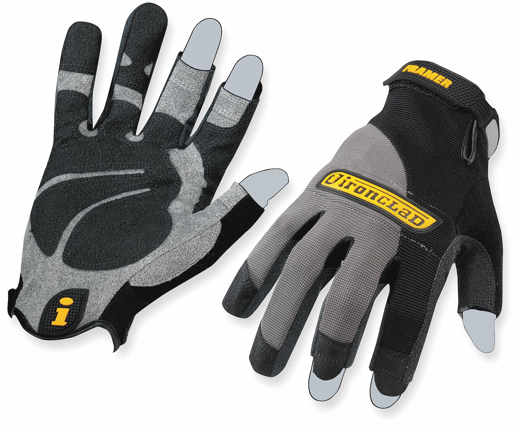 Mechanics Gloves, Black/Gray, L, PR