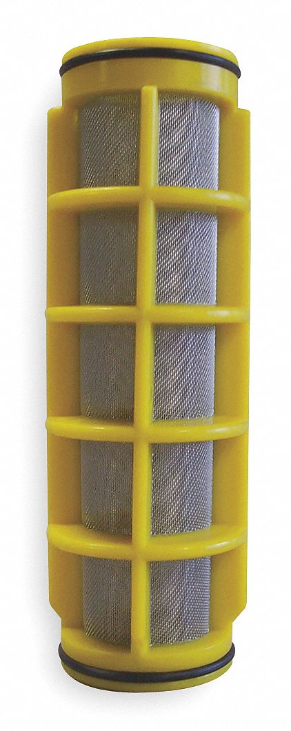 Filter Screen, Yellow, 5 In L, Dia 1 1/4 In