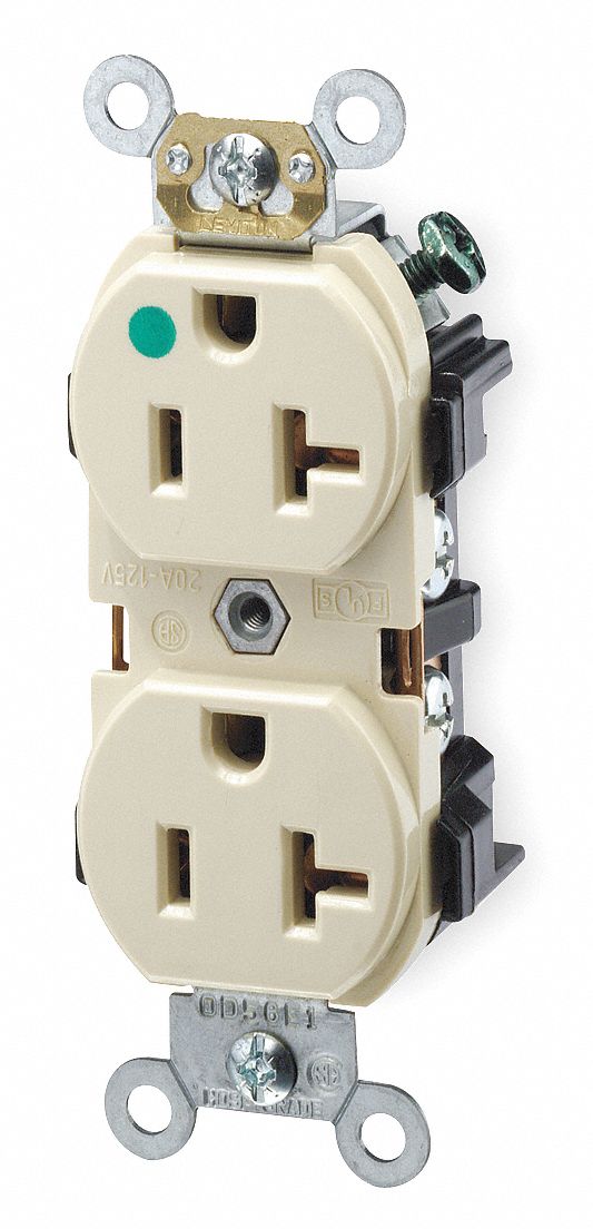 Duplex Receptacle, 20 Amps AC, 5-20R, Ivory