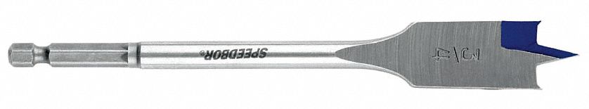 Spade Bit, 1 3/8 In D, 6 In L, I/4 Shank