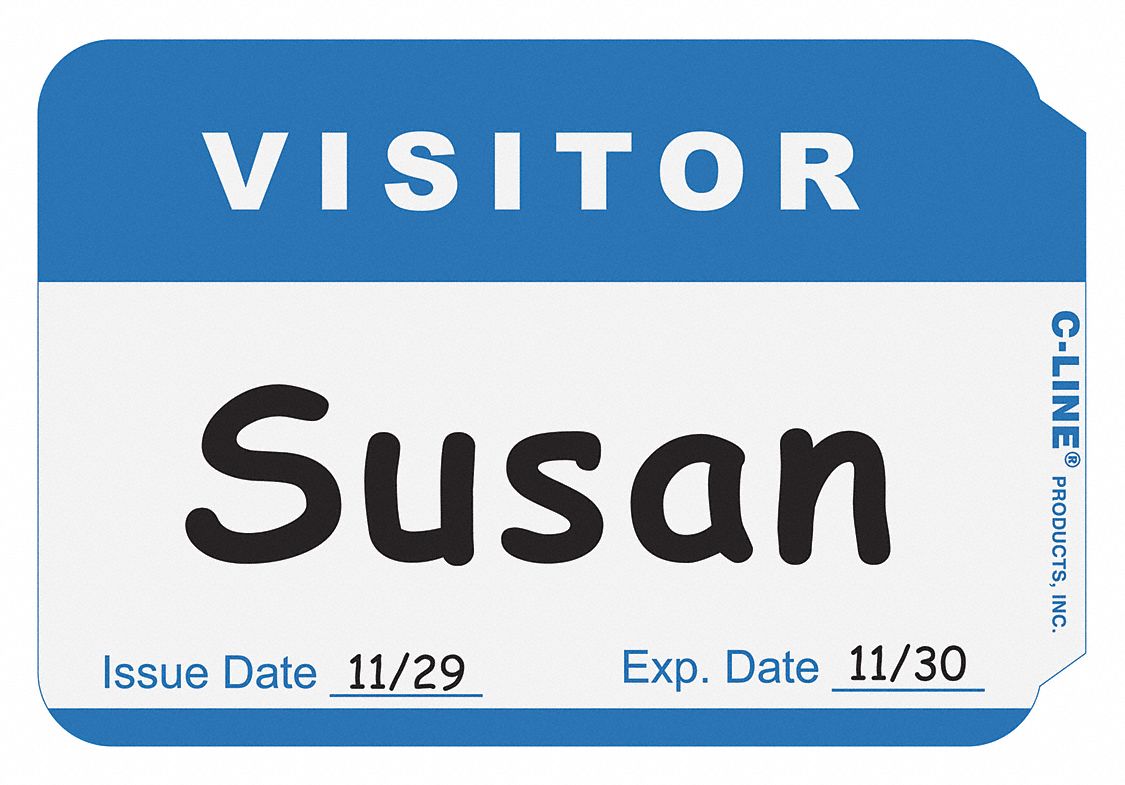 Blue Visitor Badge, PK100