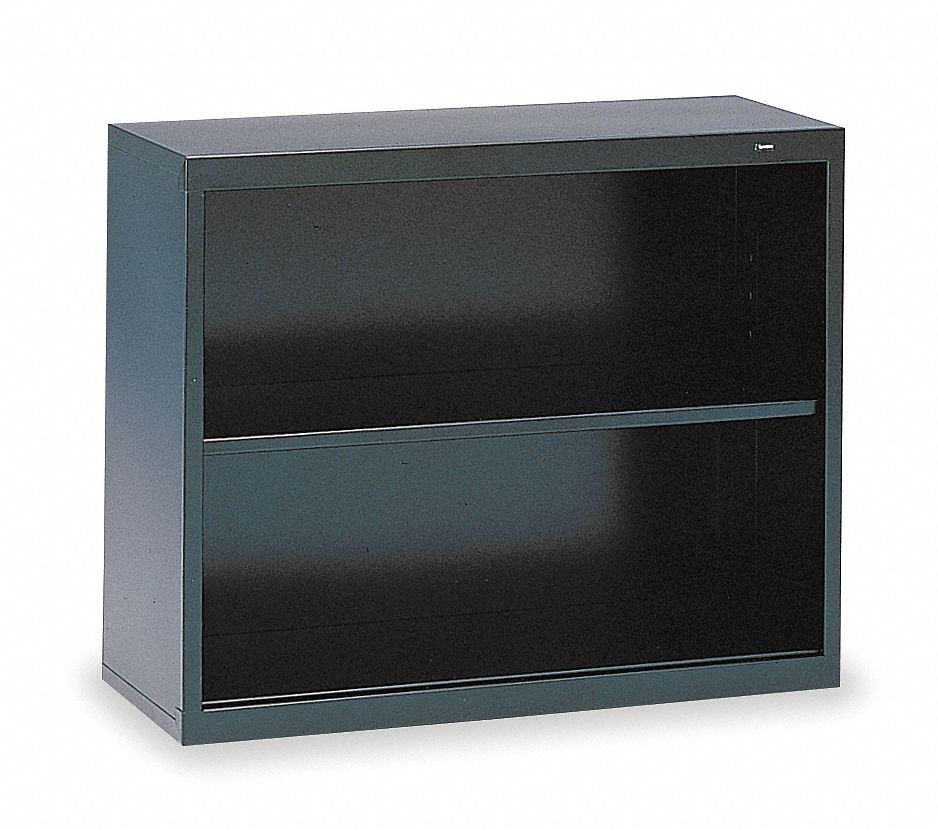 Welded Steel Bookcase, H 28, 1 Shelf, Black