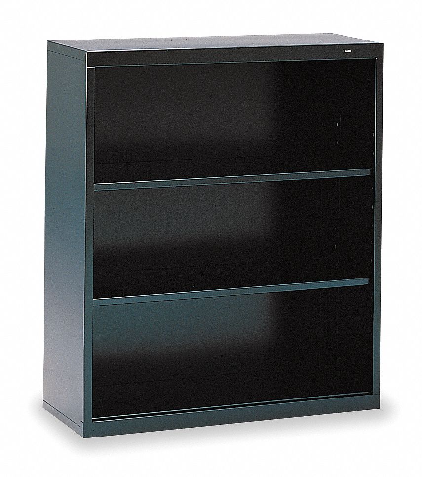 Welded Steel Bookcase, H 40, 2 Shelf, Black