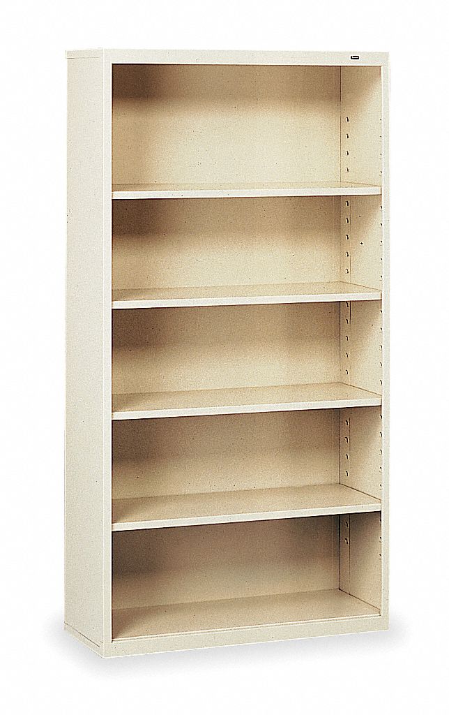 Welded Steel Bookcase, H 66, 4 Shelf, Putty
