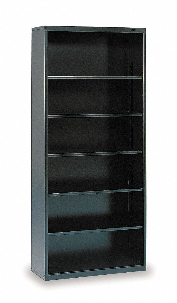 Welded Steel Bookcase, H 78, 6Shelf, Black