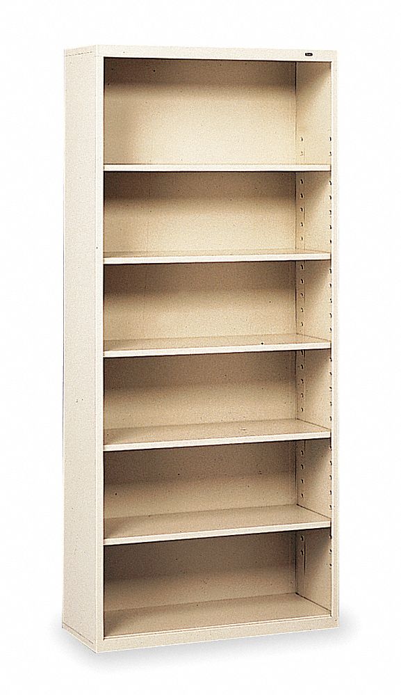 Welded Steel Bookcase, H 72, 6 Shelf, Putty