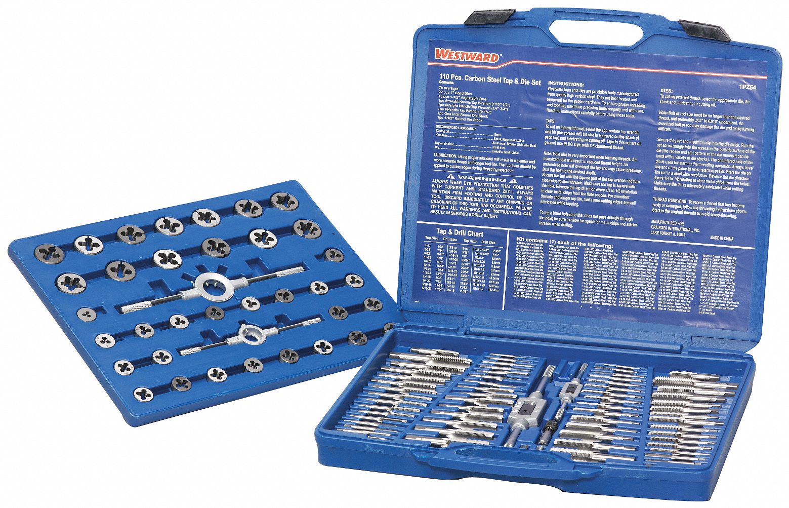 Tap/Die Set, 110 Pc, High Carbon Steel