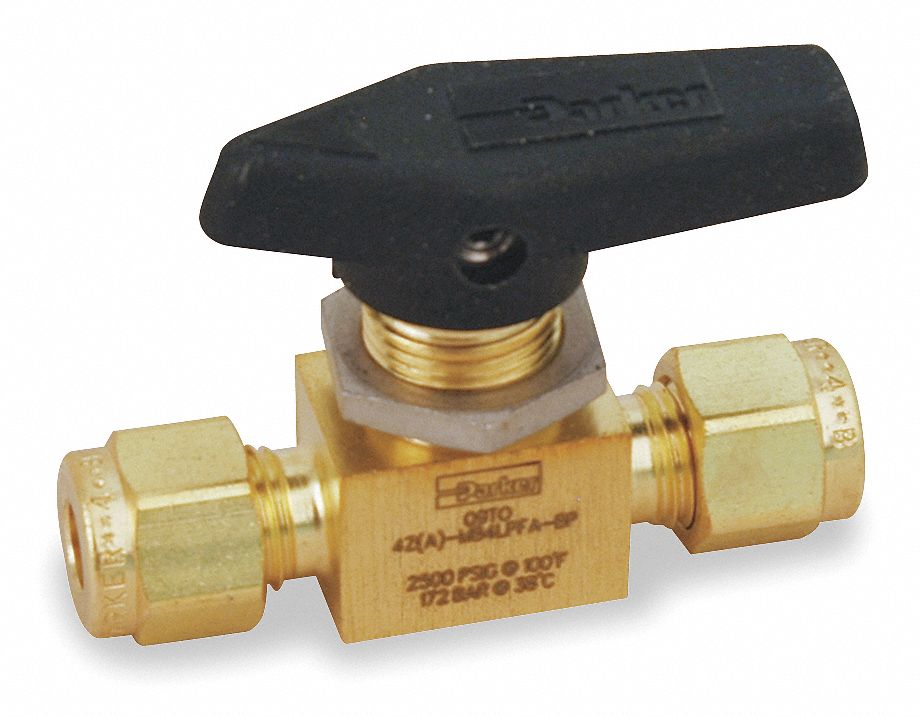 Mini Ball Valve, In Line, 3/8 In Tube Sz