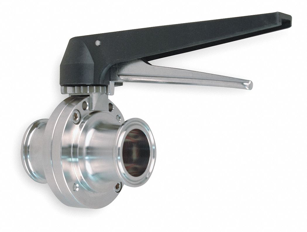 Butterfly Valve, Clamp, 1 1/2 In, 316L SS